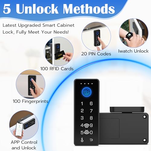 Eseesmart Smart Cabinet Lock, Magnetic Digital Electronic RFID Keyless Bluetooth Child Safety Baby Proofing Safe Drawer Locks for Adults Cupboard Closet Liquor File Dresser Desk