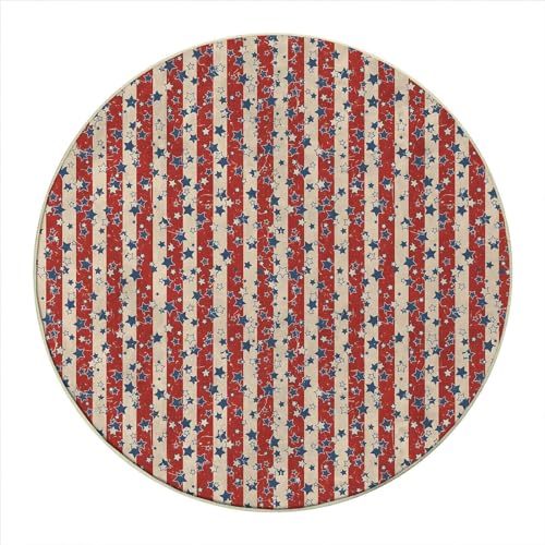 Round Rug 5 FT Tribal Chair Mat for Carpeted Floor Abstract Geometric Under Desk Low-Pile Rug Office Desk Chair Mat Floor Mat for Standing Desk