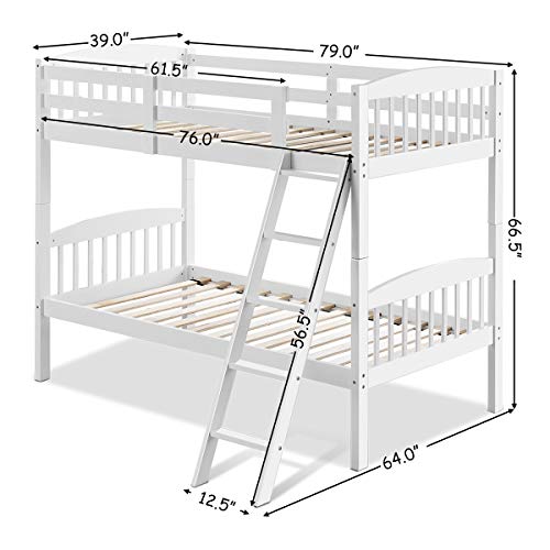 GORELAX Bunk Bed Twin Over Twin, Wood Bed Frame w/Under Bed Storage Space, Guard Rail & Sturdy Inclined Ladder, No Box Spring Needed, Space Saving Ideal for Dorm, Bedroom (Espresso)