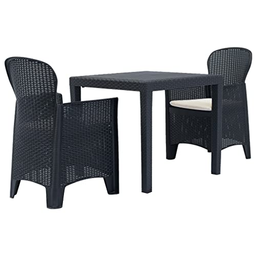 Patio Furniture Sectional Garden Furniture Picnic Table Set Sunroom Furniture 3 Piece Bistro Set Plastic Anthracite Rattan Look Suitable for Terraces, Gardens, Courtyards, Apartments