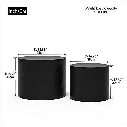 HMFULE Nesting Coffee Table Set of 2， Round Coffee Table Side Table End table for Small Spaces Living Room Bedroom Balcony Office, White