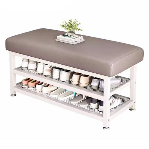 Shoe Rack Bench Storage Shelf with Cushion Upholstered Padded Seat, Shoe Organizer, Ideal for Entryway Bedroom Living Room Hallway Garage Mud Room, Holds Up to 350 lb