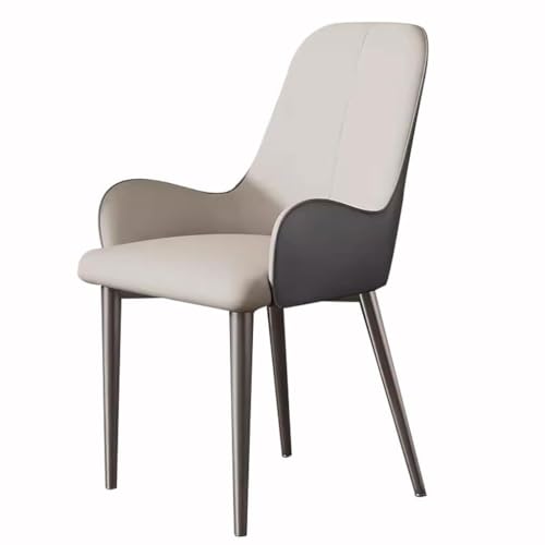 Meal Chairs Kitchen Kitchen Dining Chairs Modern PU Leather Upholstered Accent Arm Desk Chairs High Back Padded Soft Seat for Home Commercial Restaurants(Beige+gray)