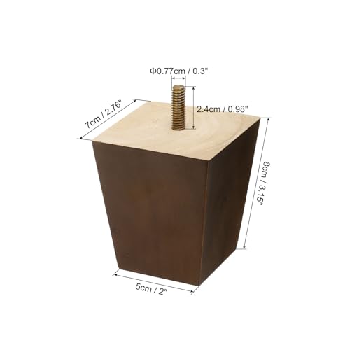 uxcell 8 Inch Wood Furniture Legs, Set of 4 Sofa Replacement Wooden Furniture Feet Dresser Legs with Mounting Screws, for Cabinets Couch Dresser Chair Desk Ottoman Table, Brown
