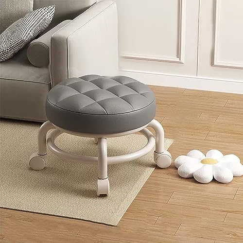 Round Rolling Low Stool-360° Universal Wheel Comfortable Strong Elegant Suitable for Home or Office!…