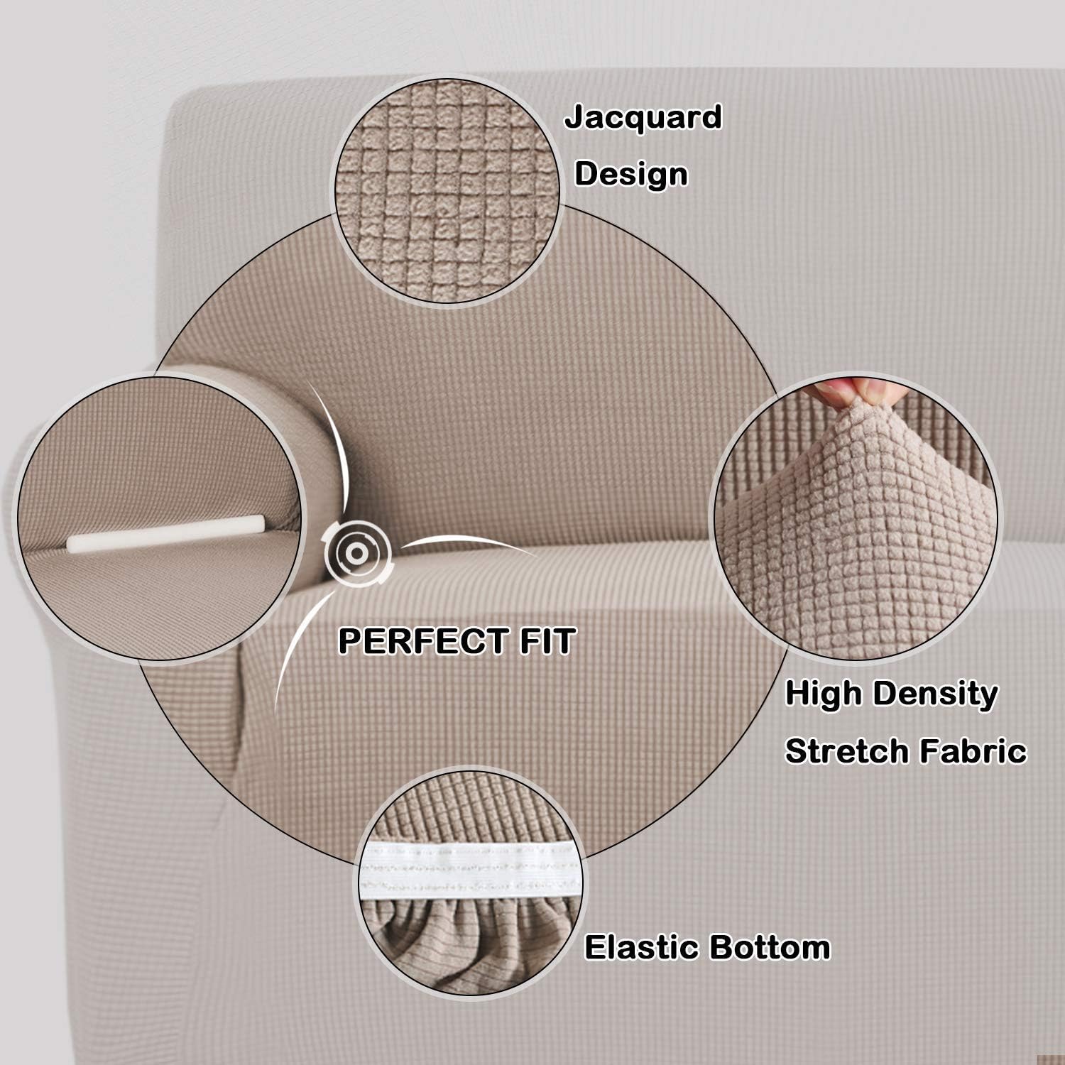 Turquoize Sofa Slipcover Bundle with Loveseat Cover Couch Covers 1 Piece Sofa Covers for 3 Cushion Couch Furniture Protector Khaki