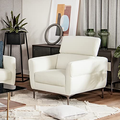 Giantex Couch, Upholstered Loveseat with Lift-up Headrest and Metal Legs, Comfy Cushion CertiPUR-US Sponge, 2-Seat Sofa for Living Room Apartment Studio Condos, White