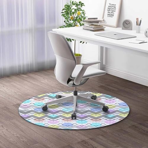 Round Rug 39 in Tribal Desk Chair Mat Abstract Geometric Floor Protector Mats Office Chair Mat with Lip for Carpets