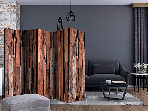 artgeist Acoustic Room Divider Faux Wood 53x68 in - Double-sided Folding Screen Print on Non-woven Canvas Acoustic Foam 3 Panel Home Office DesignWooden Planks Boards Lumber 3D f-A-0455-z-b