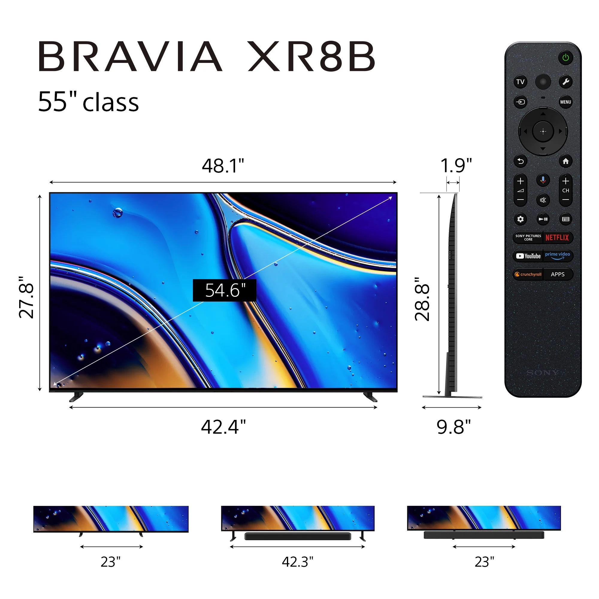 Sony 55” class BRAVIA XR8B OLED 4K HDR Smart Google TV K-55XR8B, 2025 Model