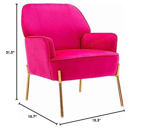 ZOBIDO Comfy Velvet Accent Chair with Glam Metal Legs for Dining Room Bedroom Living Room Beauty(rose red)