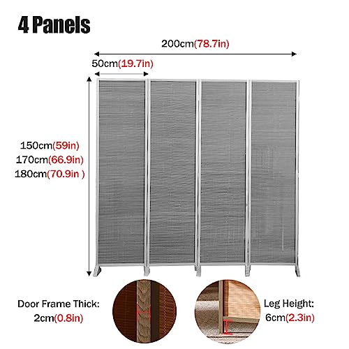 Room Divider Privacy Screen 4 Panel Folding Screen Room Divider, Commercial/Home Wall Partition Panels for Teahouse/Gazebo/Lobby, Freestanding & Folding, 5/5.6/6 ft Tall(180cm/70.9in Tall)