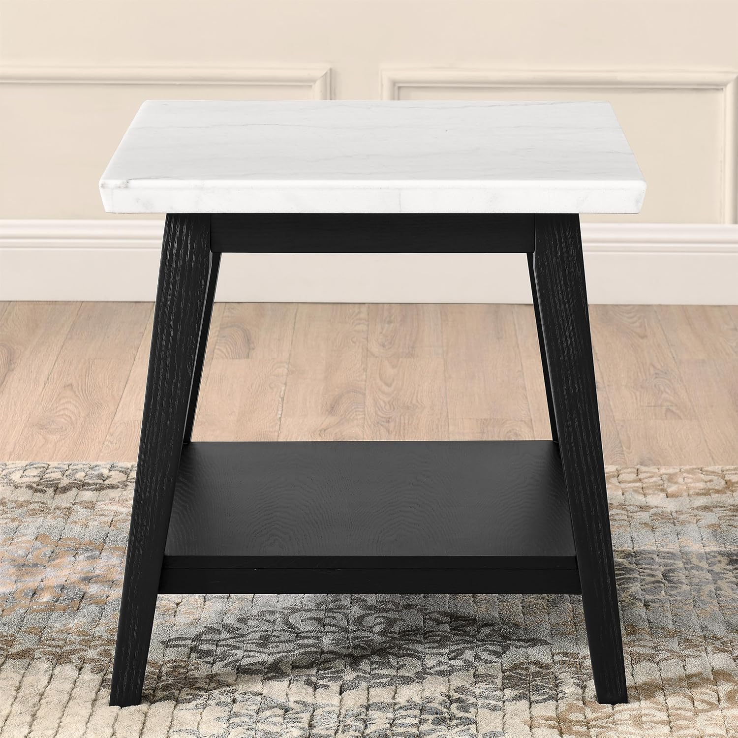 Steve Silver Vida White Marble Top End Table Black