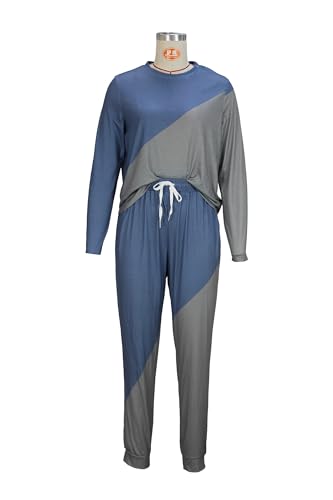Women's Two Piece Outfit Short Sleeve Color Block Pullover with Drawstring Long Pants Tracksuit Jogger Set Sweatsuit