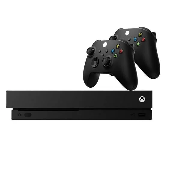 Restored Mircrosoft Xbox One X 1TB Gaming Console Black with 2 Retrofam Controllers (Refurbished)