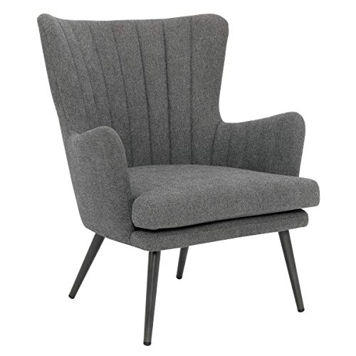OSP Home Furnishings Jenson Mid-Century Modern Accent Arm Chair, Charcoal Grey Fabric