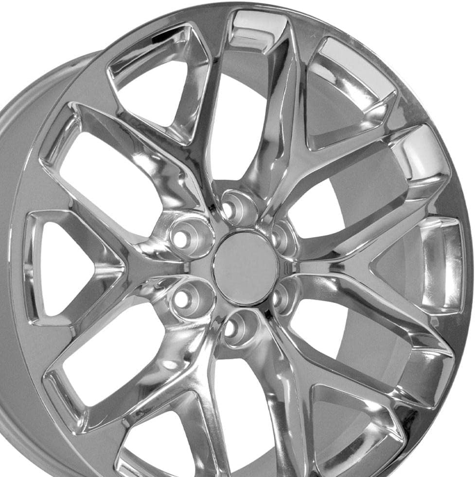 OE Wheels LLC 22 inch Rims Fit pre-2019 Silverado Sierra pre-2021 Tahoe Suburban Yukon Escalade CV98 22x9 Chrome Wheel Hollander 5668
