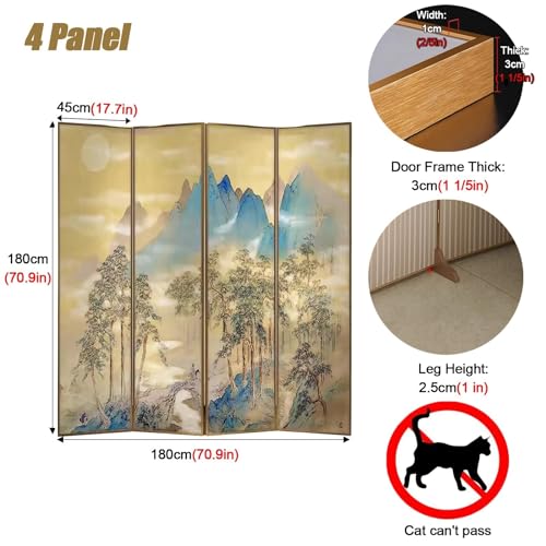 Room Divider Privacy Screen 5.9ft Tall Room Separation Wall Divider, Commercial Home Decorative Temporary Privacy Fence Panels with Removable Base, for Apartments/Teahouse/Restaurant, Black Gold Alumi