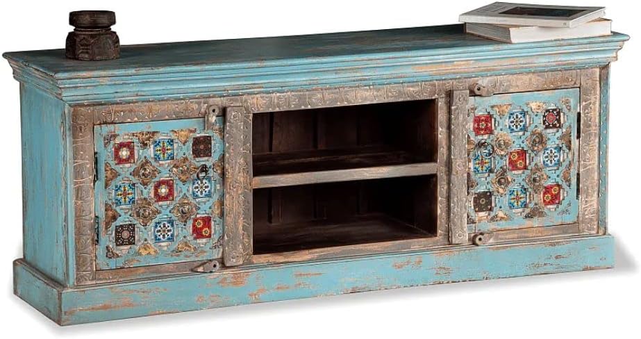 Hand Carved Wood Modern Tv Stand Handmade Solid Wood Tv Stand Solid Wood Media Console Industrial Style Tv Stand Tv Console Wood Modern Tv Stand Handmade Solid Wood Bohemian Distressed TV Unit