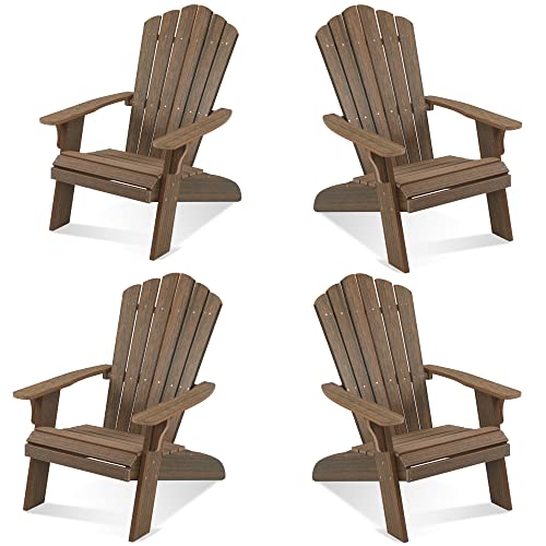 Adirondack Chair Outdoor, Oversized Patio Chair Poly Lumber, Weather Resistant & Heavy Duty, Fire Pits Chair for Porch, Poolside, Lawn, Backyard and Garden, 350lbs Capacity (Light Brown)