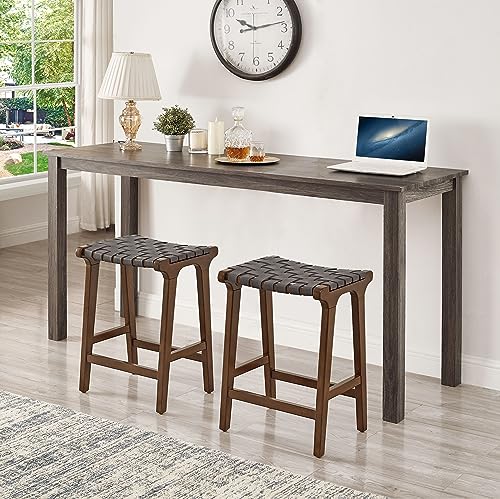 Faux Leather Woven Counter Stool,24