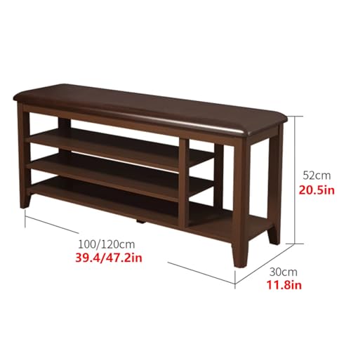 Entryway Shoe Bench with Storage, Shoe Storage Bench with Padded Seat, Shoe Rack with Adjustable Shelf, Entryway Storage Rack, for Entryway, Hallway, Mudroom, Closet (Color : Natural, Size :