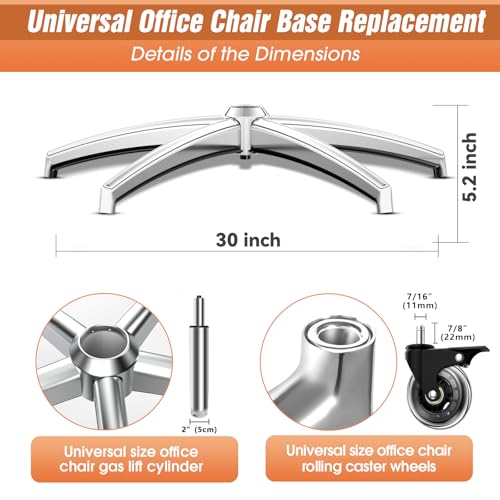 Heavy-Duty Reinforced Alloy Office Chair Base Office Chair Base + Wheels, Careful Matching, Unique, Decorate Your Gaming Chair