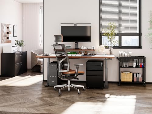 Mobile File Cart with Lock, Rolling File Cabinet Hanging Letter/Legal Size with Lockable Sliding Cover, Office File Organizer on Wheels