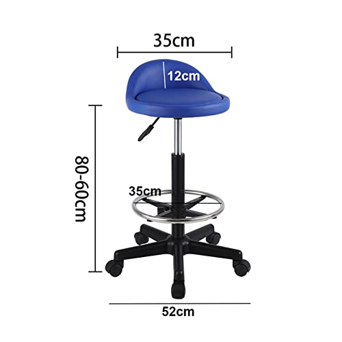 Swivel Stool Round Rolling Stool, Pu Leather Swivel Stool, Salon Stool, Adjustable Swivel Hydraulic Gas Lift Stool,Massage Chair with Back and Wheels Footrest,Black