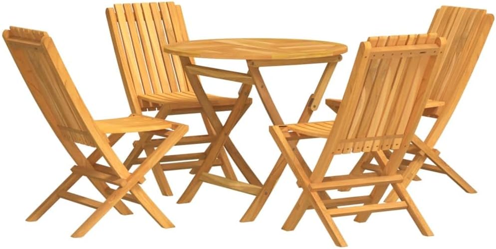 5 Piece Patio Dining Set Solid Wood Teak,Furniture,Outdoor Furniture,Outdoor Furniture Sets,Brown,43.8kg/96.36ib