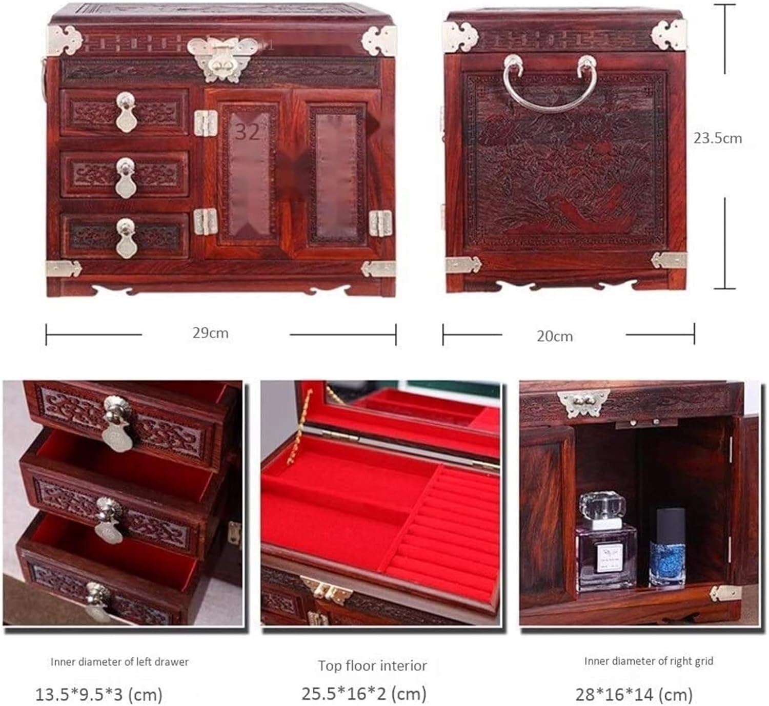 Jewelry Boxes Jewelry Organizer Wooden Storage Box Antique Jewelry Box Handmade Jewelry Large-Capacity Dressing Ladies Wedding Jewelry Case Jewellery Accessories