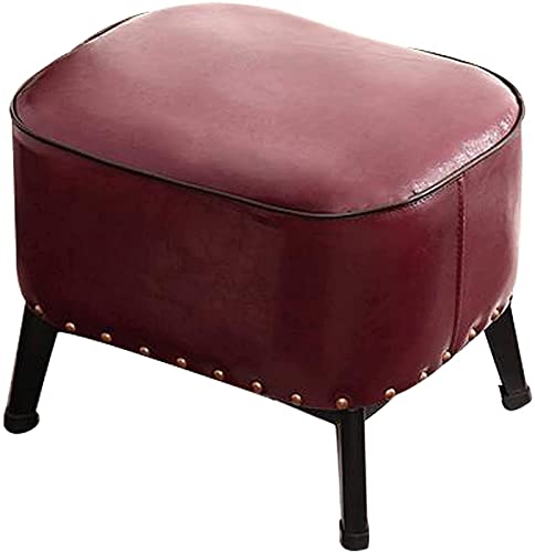 Footstool Foot Stool Cube Footstool - Faux Leather Foot Stool with Black Iron Art Metal Leg Modern Home Small Stool for Living-Room Entryway Home Decor Chair