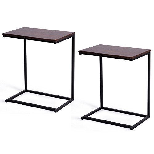 Tangkula Sofa Side End Table C Table Laptop Holder End Stand Desk Coffee Tray Side Table Notebook Tablet Beside Bed Sofa Portable Workstation (Brown)