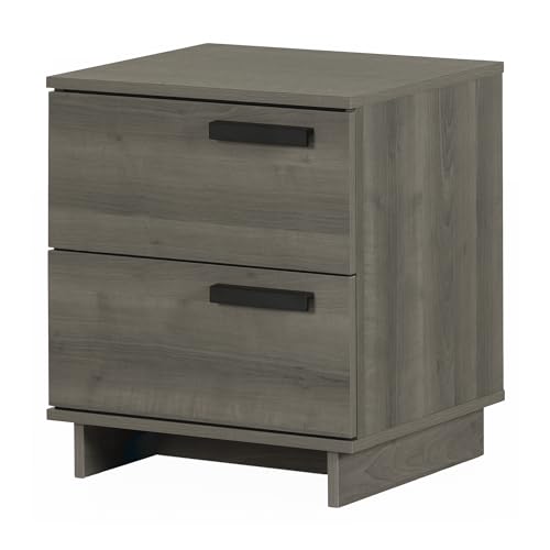 South Shore Cavalleri Nightstand with 2 Drawers, Gray Maple