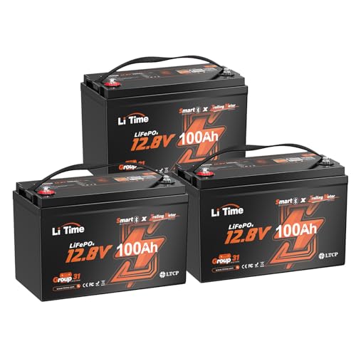 Litime (2-Pack 12V 100Ah TM Bluetooth LiFePO4 Lithium Battery, Low Temp Protection, Group 31, 100A BMS, Max 15000 Deep Cycles, Perfect for Trolling Motors, Marine, Boat, RVs,Home Energy Storage