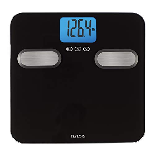 Taylor Body Composition Bathroom Scale for Body Weight, 400 lb Capacity, Easy to Read Blue Backlight Display, Body Composition Analysis, Black