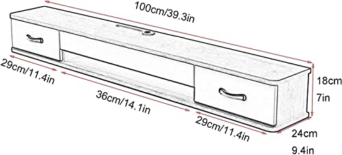 Wall Mounted Tv Unit Floating Tv Stand Wall Mounted - Hanging Wooden Tv Cabinet,39.3/47.2/55.1Inch Floating Tv Shelf Unit,Set-Top Box Rack Multimedia, 140Cm