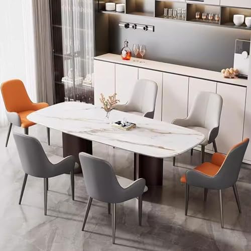 Meal Chairs Kitchen Kitchen Dining Chairs Modern PU Leather Upholstered Accent Arm Desk Chairs High Back Padded Soft Seat for Home Commercial Restaurants(Beige+gray)