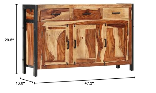 (Fast Shipments) Side Storage Cabinet, Cupboard, Sideboard, Floor Cabinet Stable, Suit for Living Room, Bedroom, Hallway, Kitchen Sideboard Solid Reclaimed Wood 47.2