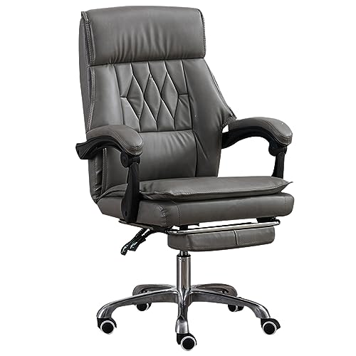 Office Chair, Ergonomic Desk Chair Home Desk Chairs, PU Leather High-Back Task Chair with Wheels, Armrests and 90°~165°Tilt Function, Adjustable Height Computer Executive Chair