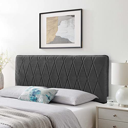 Modway Leila Performance Velvet Headboard, Full/Queen, Charcoal