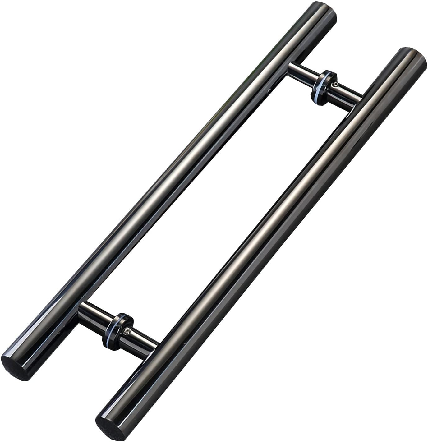 Round Stainless Steel Pull Push Door Handle with Fittings,Modern Commercial Door Handle for Sliding Barn Door Shower Door Glass Door Wooden Door,3 Colors (Color : Black Titanium,Si