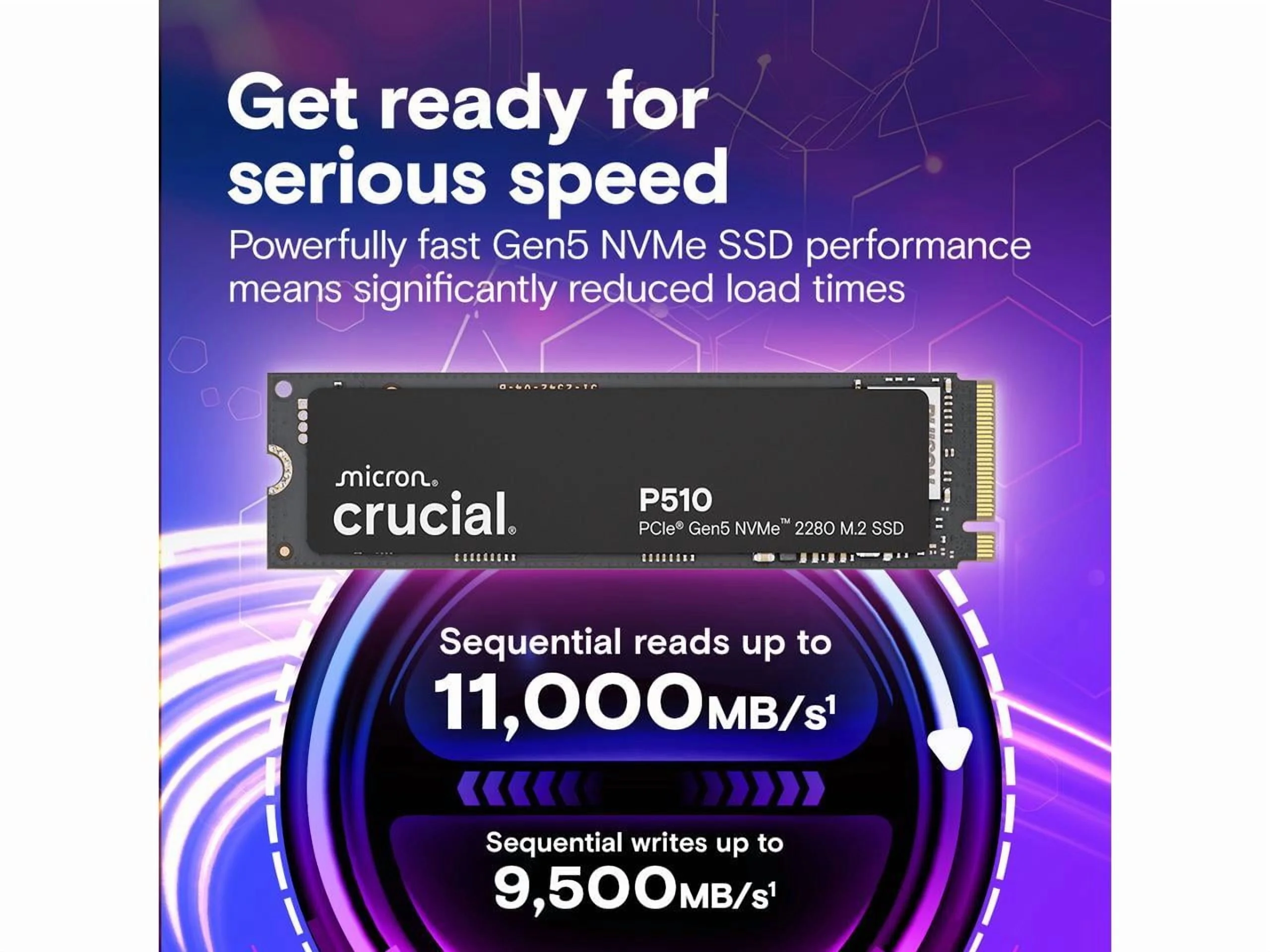 Crucial P510 2TB NVMe PCIe Gen5 M.2 2280 Internal Gaming SSD