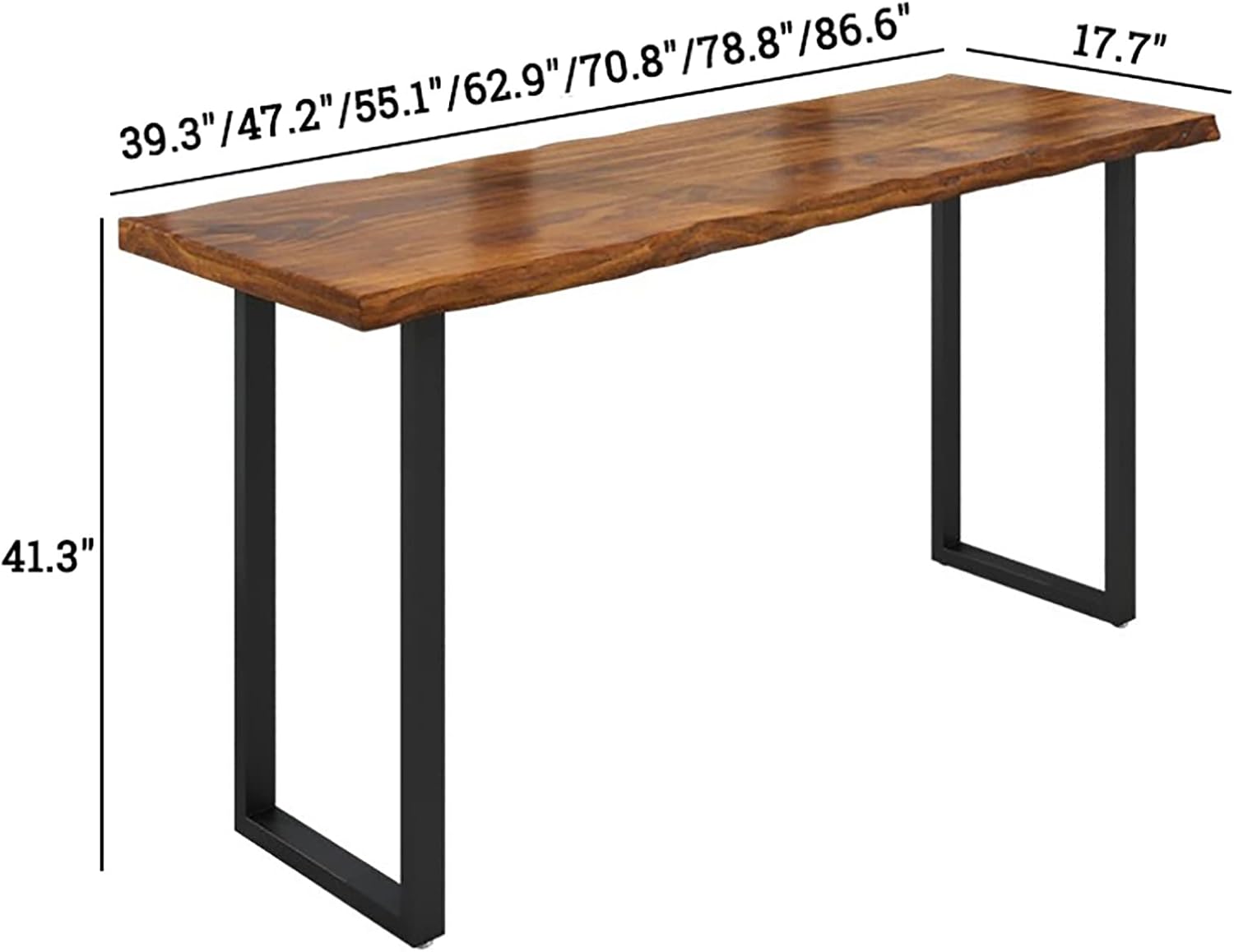 QQXX Industrial Bar Height Table,Wood Bar Top Table Narrow Bar Table,Rustic Pub Tables Tall Counter Height Table,Live Edge Dining Table Kitchen Table(78.7