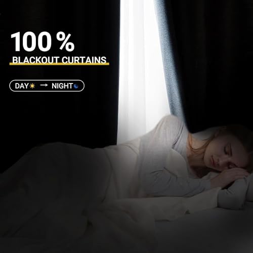 100% Blackout Shield Linen Blackout Curtains 90 Inches Long 2 Panels Set, Blackout Curtains for Bedroom/Living Room, Thermal Insulated Rod Pocket Window Curtains & Drapes, 50W X 90L, Butter Cream