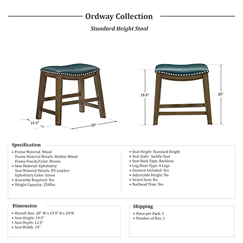 Homelegance Ordway Saddle Seat Dining Height Stool, 19
