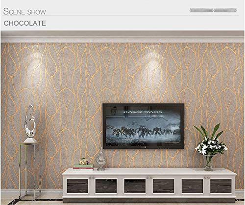 10X0.53M 3D Modern Shiny 5 Colors Luxury Abstract Embossed Flock Textured Non-Woven Wallpaper Roll for Bedroom Livingroom 1.73' W x 32.8' L=5.3㎡ (57sq.ft) (Gold)