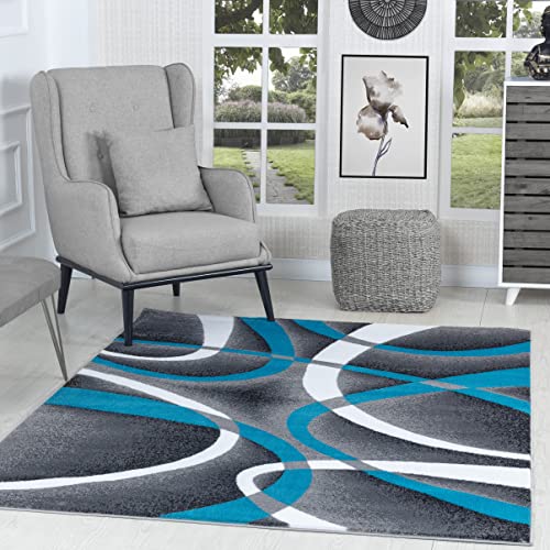 GLORY RUGS Modern Area Rug 4x6 Purple Swirls Carpet Bedroom Living Room Contemporary Dining Accent Sevilla Collection 4816A (Grey Purple)