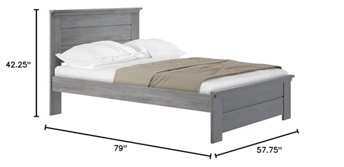 Plank+Beam Rustic Wood Twin Bed Frame, Platform Bed with Headboard, Solid, White Wash