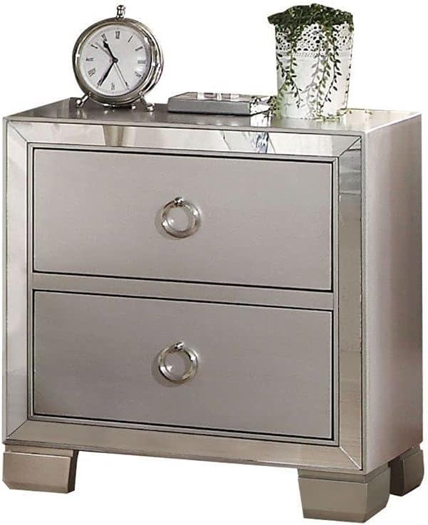 Voeville II Nightstand: Featuring a Platinum Finish 24843, for Modern Elegance and Functional Storage